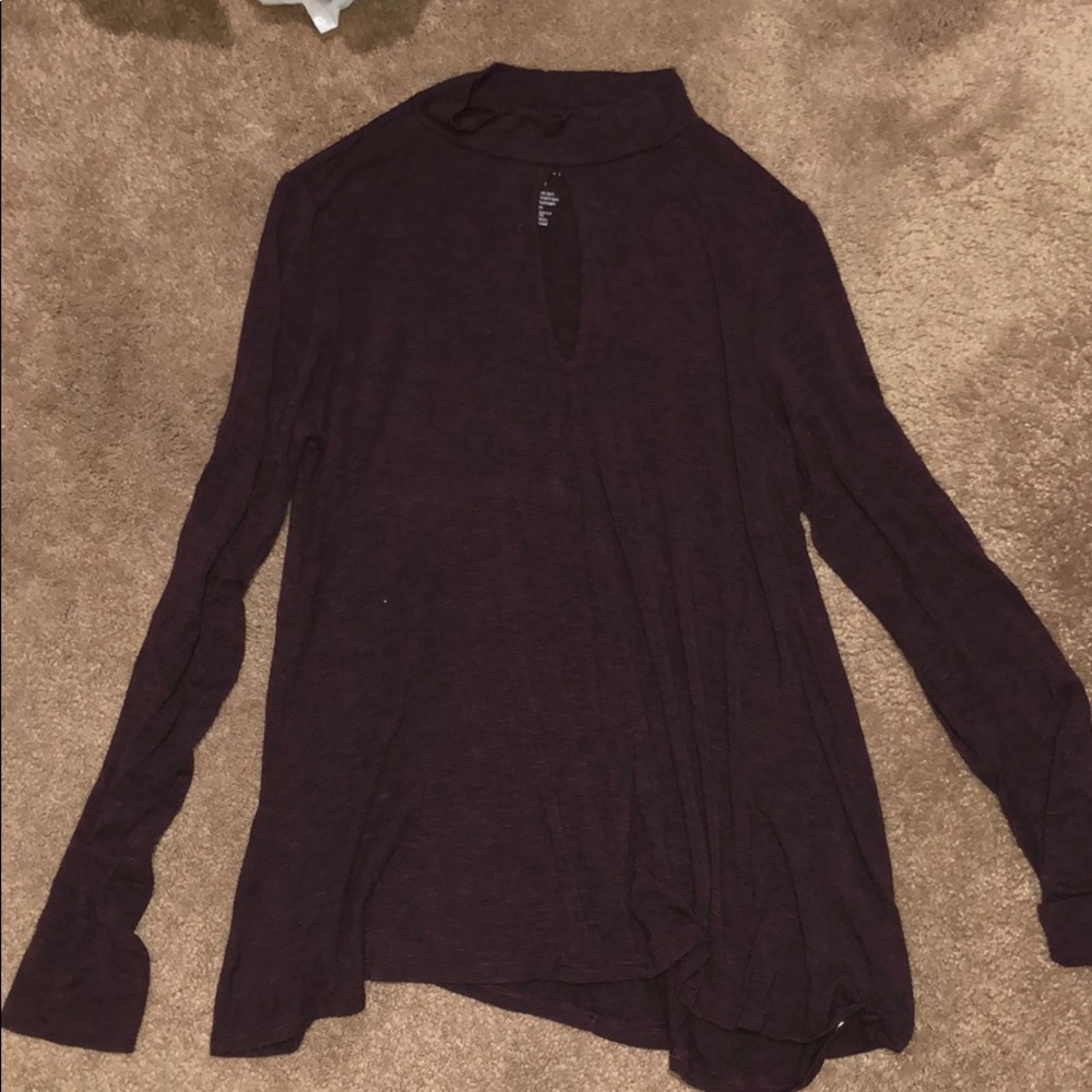 Soft & sexy slub maroon purpleish long sleeve top